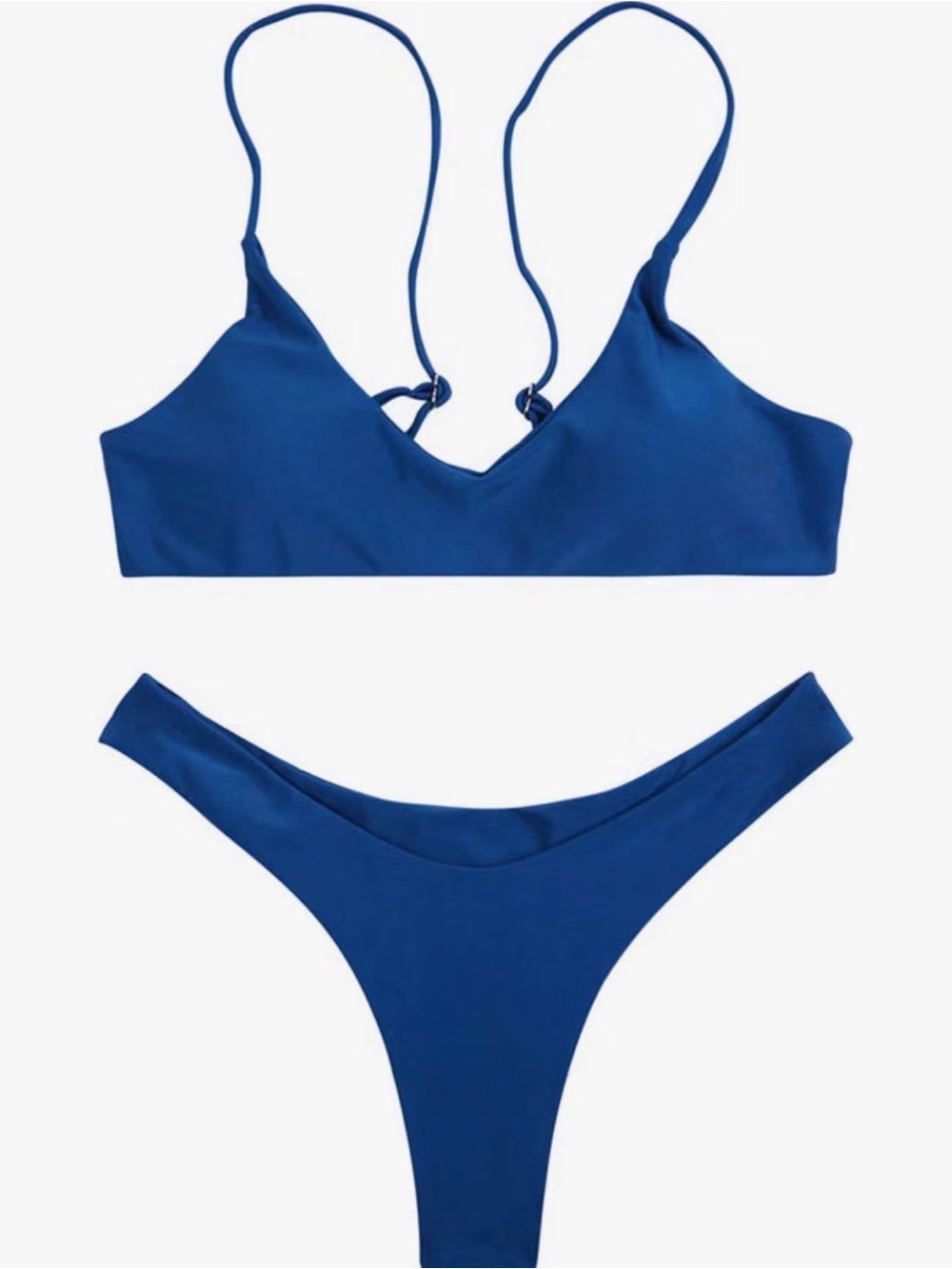 Scoop Bralette & Brazilian Cheeky Thong Bikini Set | Blue | Size S